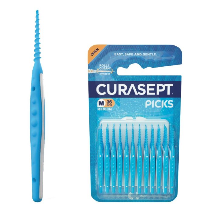Curasept Picks Medium Scovolini Interdentali 36 Pezzi per Pulizia Spazi Interdentali e Igiene Orale Quotidiana