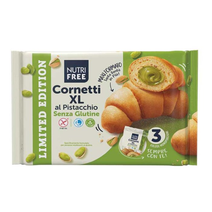 Nutrifree Cornetti XL pistacchio 240 g - cornetti farciti al pistacchio senza glutine