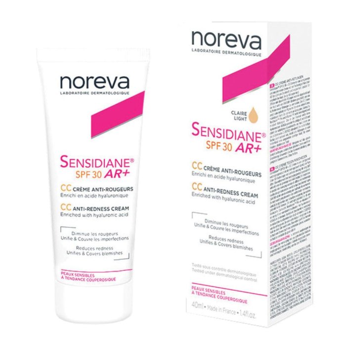 Noreva Sensidiane Crema Viso Colorata Anti Rossori con Protezione Solare SPF per Pelle Sensibile 40 ml