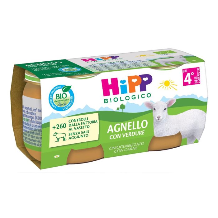 HiPP Biologico Omogeneizzato di Agnello con verdure dai 4+ Mesi 2 x 80g