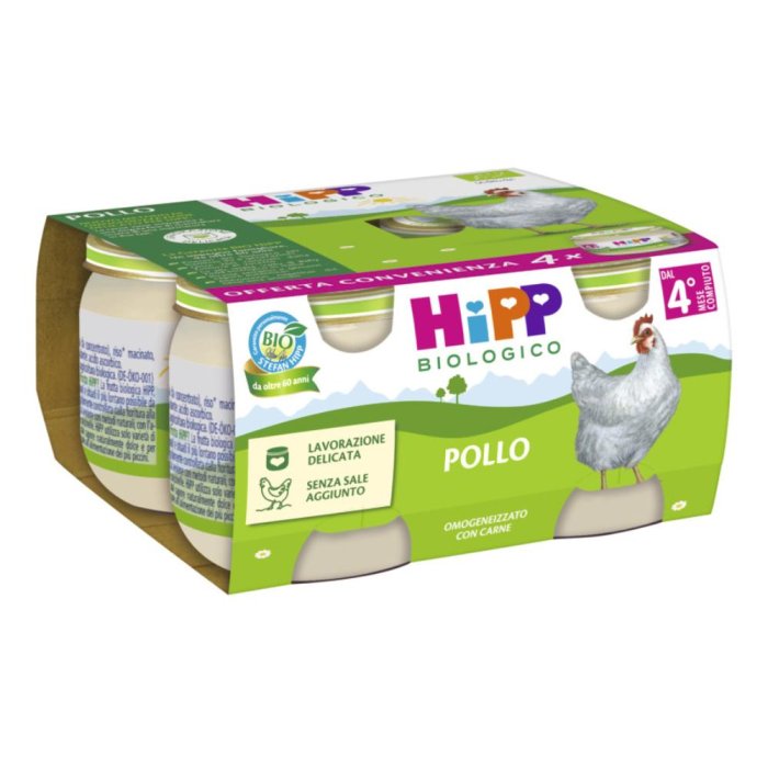 HiPP Biologico Omogeneizzato di Pollo dai 4+ Mesi 4x80g