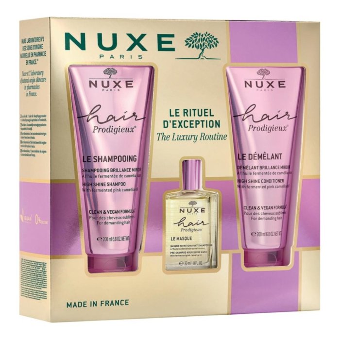 Nuxe Cofanetto Hair Prodigieux Maschera Pre-Shampoo 30ml + Shampoo 200ml + Balsamo 200ml