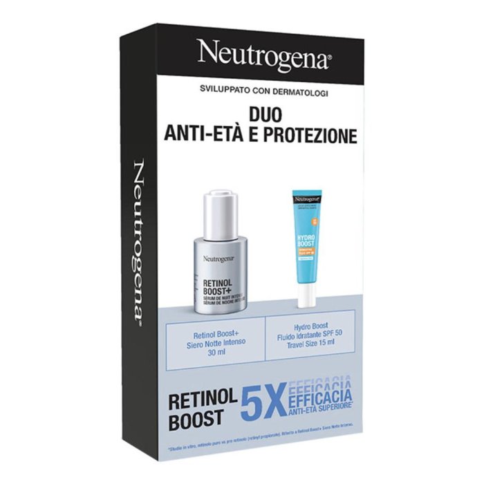 Neutrogena Cofanetto Retinol Boost + Siero Notte Intenso 30ml + Hydro Boost Fluido Idratante SPF 50 15ml