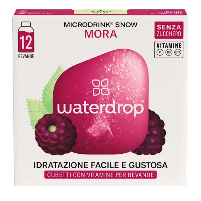 Waterdrop Microdrink Mora Confezione 12 Cubetti – Bevanda Istantanea Aromatizzata ai Frutti di Bosco senza Zuccheri per Acqua Aromatizzata e Idratazione Quotidiana
