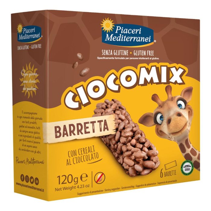 Piaceri Mediterranei Ciocomix bar 120 g - barretta senza glutine cioccolato e cereali