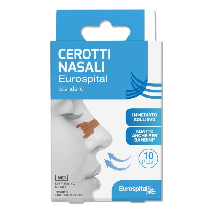 Eurospital Cerotti Nasali Standard Misura 5,6 x 1,8 cm Adulti e Bambini 10 Pezzi