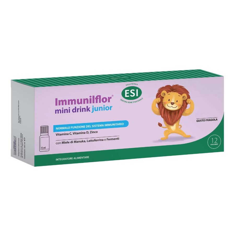 ESI Immunilflor Junior 12x15 ml Integratore per le Difese Immunitarie dei Bambini con Fermenti Lattici e Vitamina C