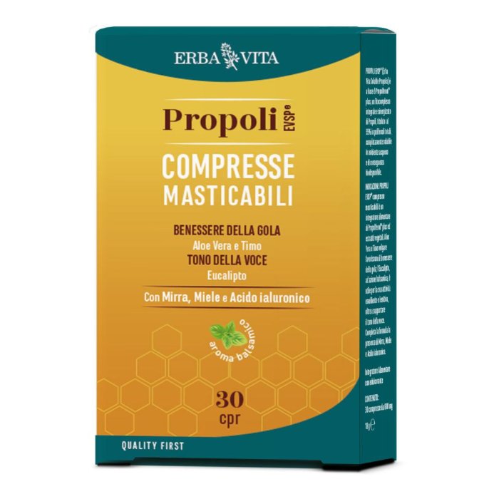 Propoli EVSP 30 compresse masticabili - integratore con propoli per gola e difese immunitarie