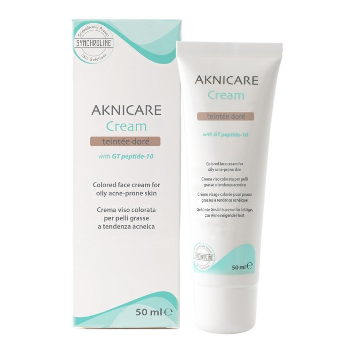 Aknicare Cream Crema Viso Colorata Teintée Doré Anti Imperfezioni per Pelle Grassa e a Tendenza Acneica