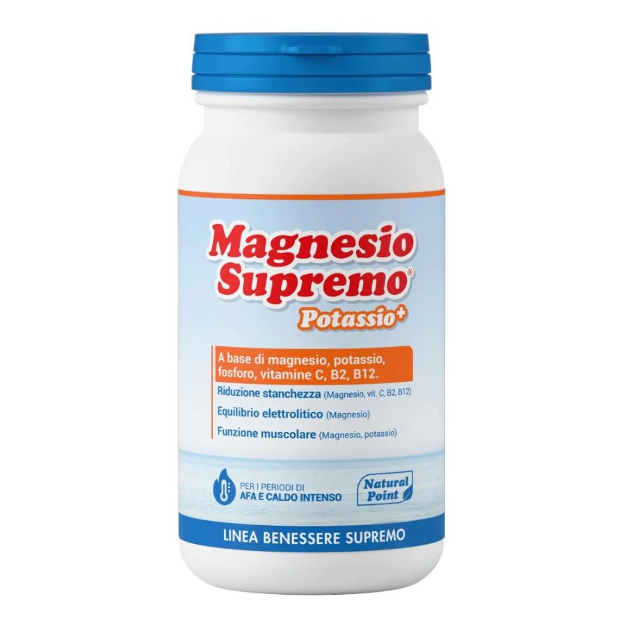 Magnesio Supremo con Potassio 150 g – Integratore di Magnesio e Potassio in Polvere per Stanchezza, Crampi Muscolari e Benessere Nervoso