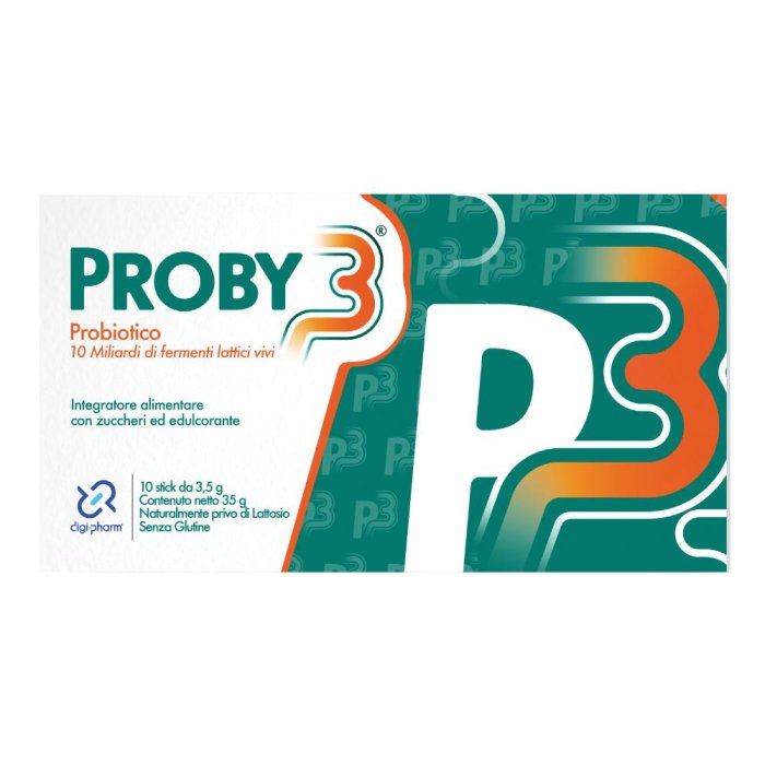 Proby 3 Integratore Probiotico con Fermenti Lattici Vivi per Equilibrio della Flora Intestinale - 10 Stick Orosolubili