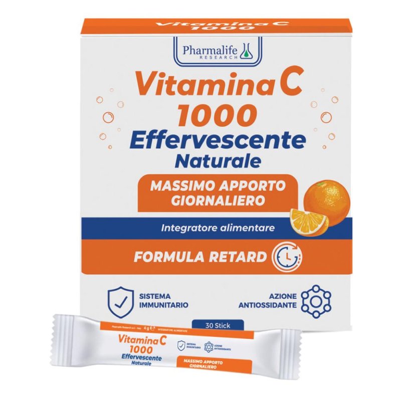Vitamina C 1000 effervescente 30 stick - integratore di vitamina C ad alto dosaggio