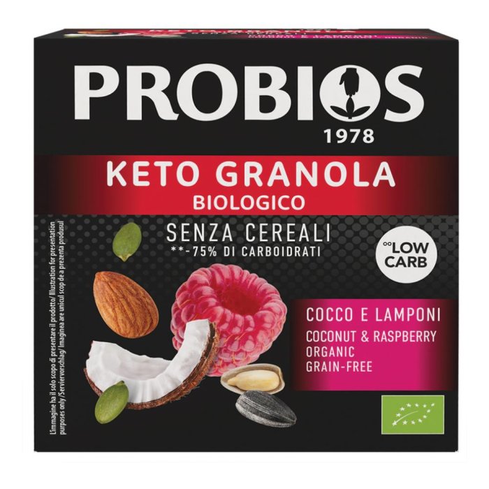 Probios Keto granola cocco e lamponi - granola chetogenica cocco e lampone