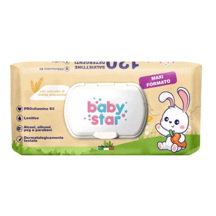 Babystar salviette beb? avena 120 pz - salviette umidificate allavena per pelli delicate