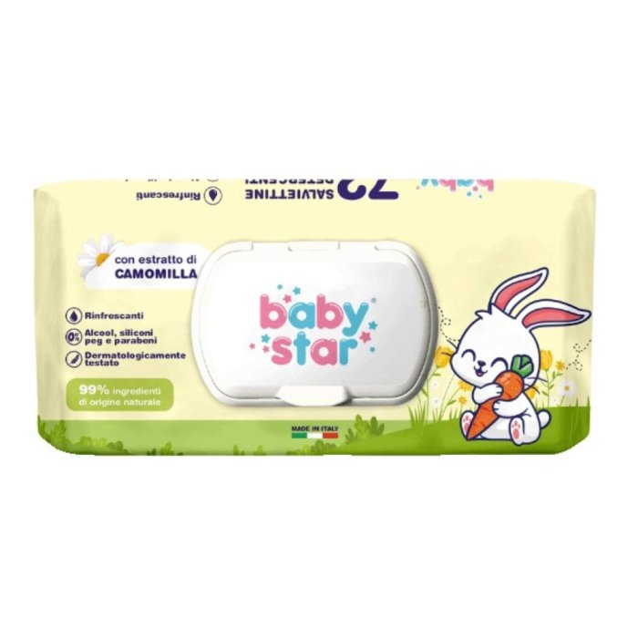 Babystar salviette beb? camomilla 72 pz - salviette umidificate alla camomilla per bambini