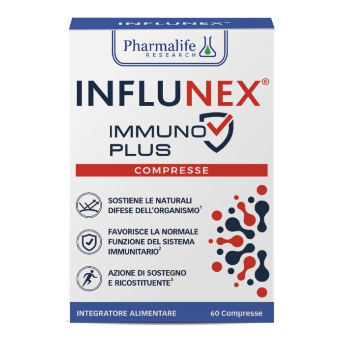 Influnex Immuno Plus integratore per le difese immunitarie con vitamine e minerali 60 compresse