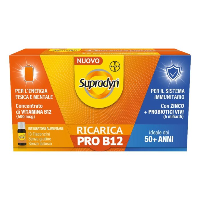 Supradyn Ricarica Pro Vitamina B12 Integratore Energetico per Stanchezza e Affaticamento 10 Flaconcini Bevibili