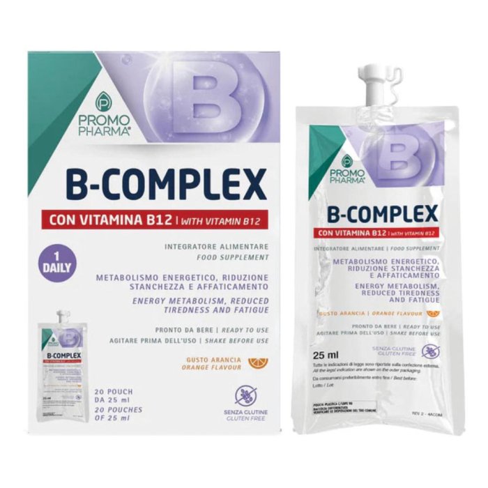 Vitamina B Complesso Integratore in Bustine 20 Pouch Alta Potenza per Energia Metabolismo e Sistema Nervoso