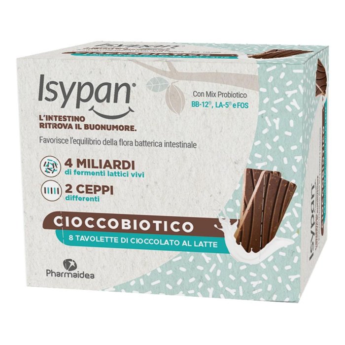 Isypan Cioccobiotico latte 8 pezzi - snack al cioccolato probiotico gusto latte