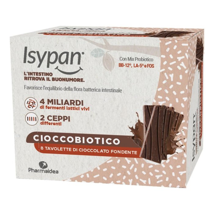 Isypan Cioccobiotico fondente 8 pezzi - snack probiotico al cioccolato fondente