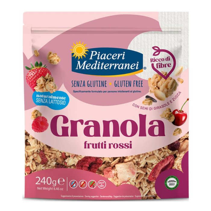 Piaceri Mediterranei Granola ai Frutti Rossi Senza Glutine Croccante per Colazione
