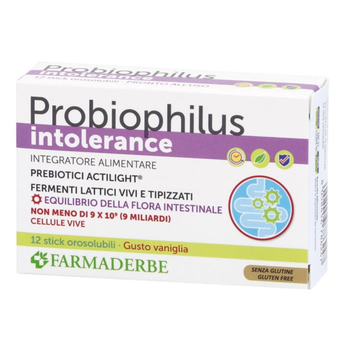 Probiophilus Into 12 Stick probiotico per intollerance e equilibrio della flora intestinale