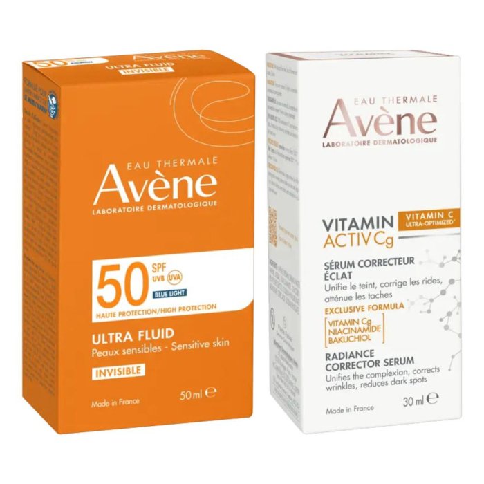 Avene Eau Thermale Solare Ultra Fluid SPF 50+ + Vitamin Activ CG Siero 10 ml