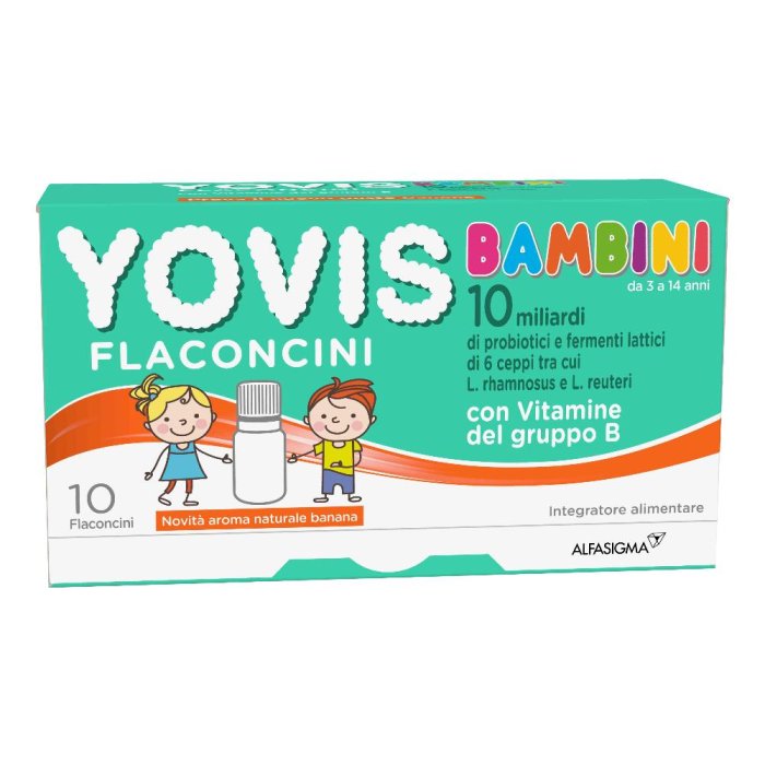 Yovis Bambini Fermenti Lattici Vitamine Gruppo B Gusto Banana, 10 Flaconcini