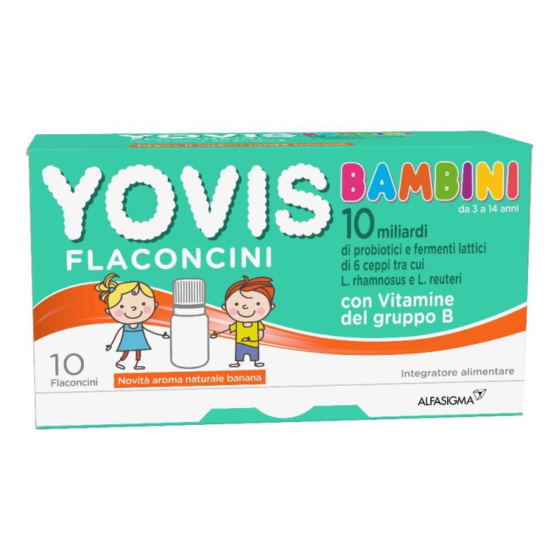 Yovis Bambini Fermenti Lattici Vitamine Gruppo B Gusto Banana, 10 Flaconcini