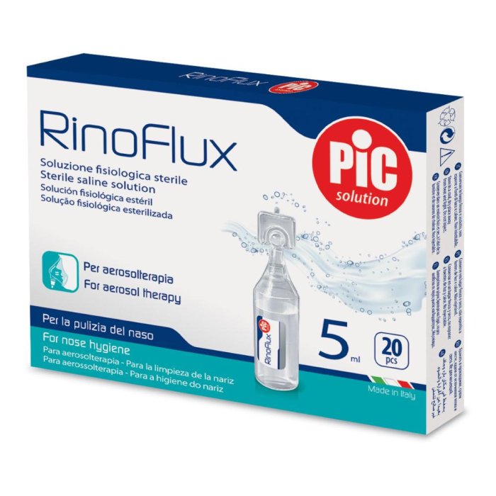Rinoflux+ Soluzione Isotonica Rinologica 5 ml – 50 Fiale Monodose Sterili per Detersione e Igiene Nasale
