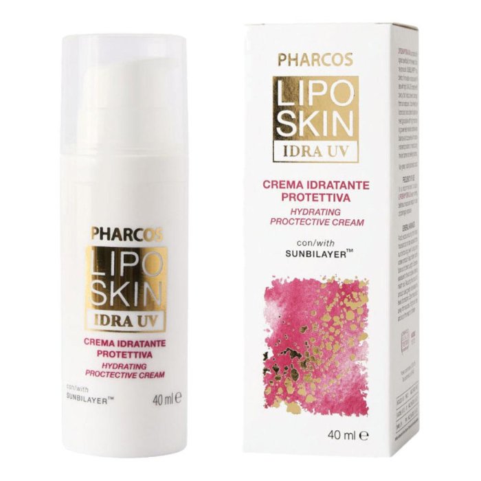 PHARCOS LIPOSKIN Idra UV Crema Idratante Viso 40 ml con Protezione Solare per Pelle Grassa e a Tendenza Acneica