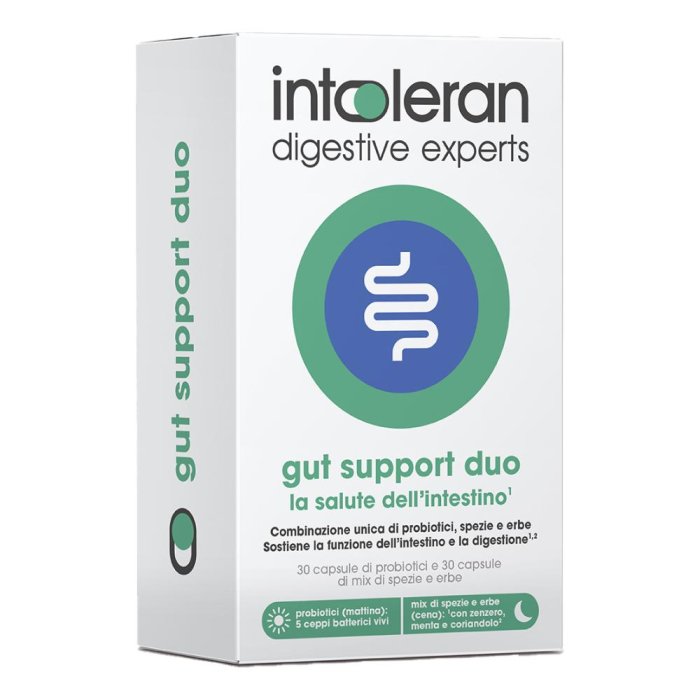 Intoleran Duo Gut Integratore per Intestino 60 Capsule | Supporto per Benessere Digestivo e Intolleranze Alimentari