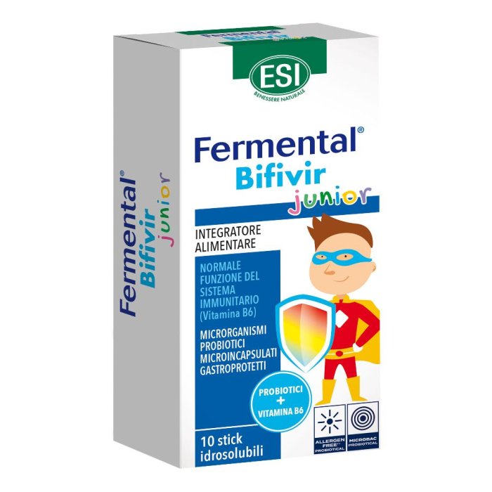 Esi Fermental Bifivir Junior integratore di fermenti lattici per la normale funzione del sistema immunitario 10 stick idrosolubili