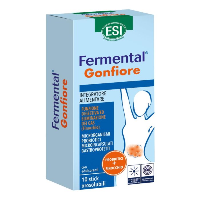 Esi Fermental Gonfiore integratore per la funzione digestiva ed eliminazione dei gas 10 stick orosolubili