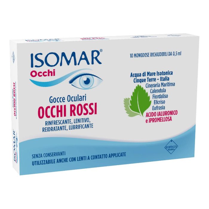 Isomar Gocce Oculari Occhi Rossi Rinfrescante Reidratante Lubrificante, 10 Flaconcini