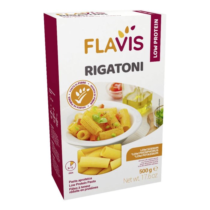 Flavis Rigatoni Aproteici 500 g pasta aproteica per dieta ipoproteica e insufficienza renale