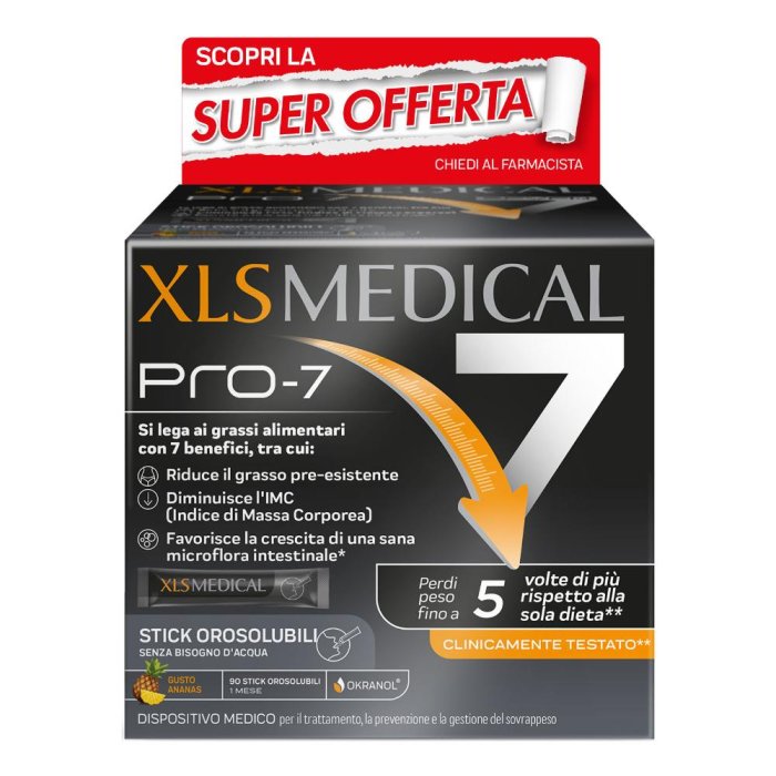 Xls Medical Pro-7 - Integratore per il controllo del peso e il benessere gastrointestinale 90 stick 
