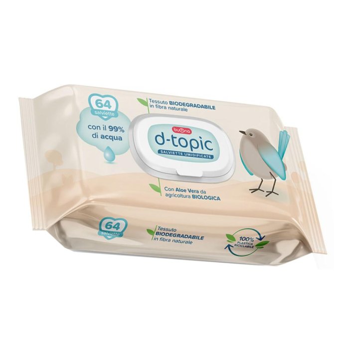 Dtopic salviette umidificate 64 pz - salviette detergenti per pelle sensibile