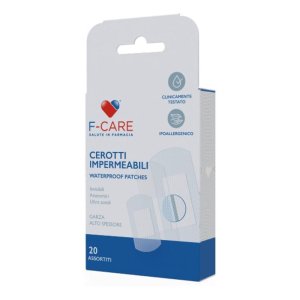 F Care Cerotti Resistenti all’Acqua Assortiti 20 Pezzi – Cerotti Impermeabili Trasparenti per Ferite e Piccole Lesioni della Pelle