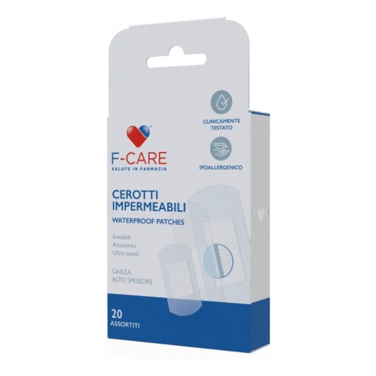 F Care Cerotti Resistenti all’Acqua Assortiti 20 Pezzi – Cerotti Impermeabili Trasparenti per Ferite e Piccole Lesioni della Pelle