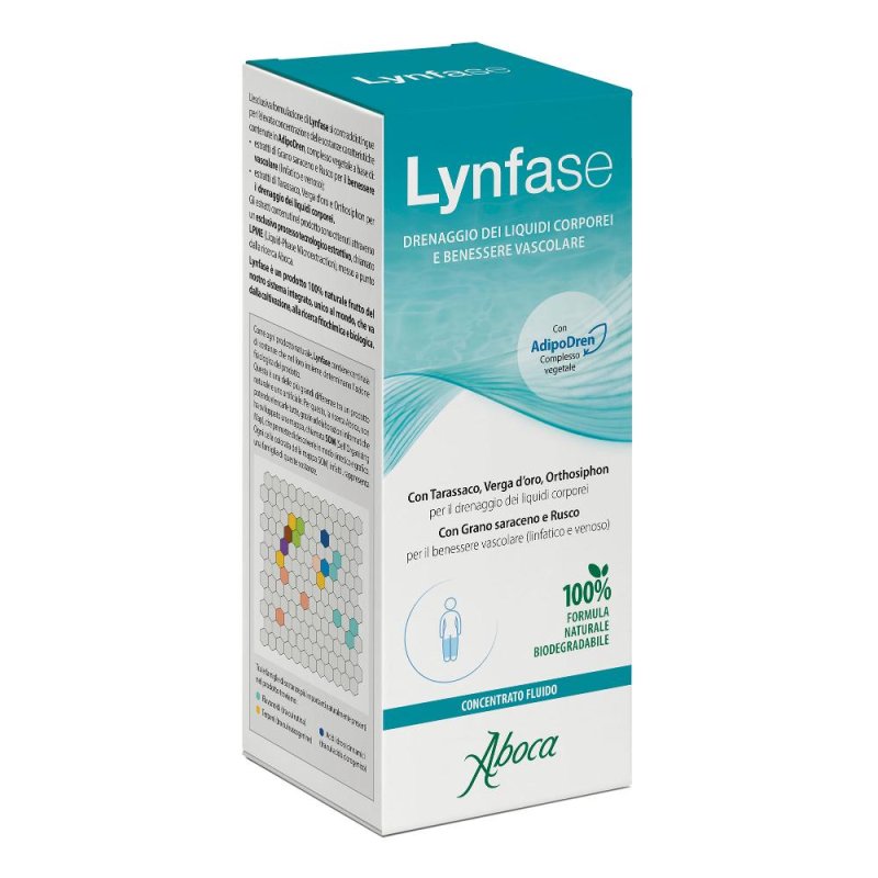 Aboca Lynfase Concentrato Fluido Integratore Drenaggio dei Liquidi Controllo del Peso 180g