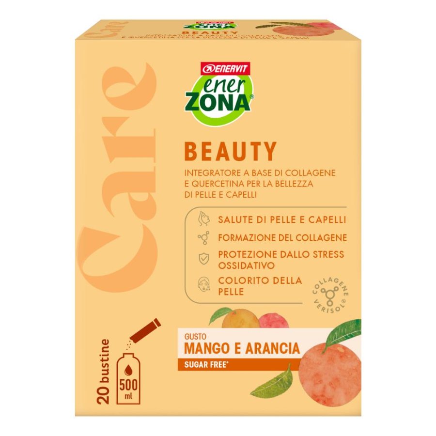 EnerZona Care - Beauty Integratore Pelle e Capelli gusto Mango e Arancia, 20 bustine