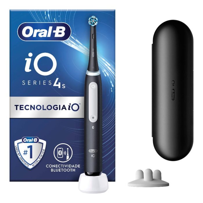 Oral-B iO - 4S Spazzolino Elettrico Ricaricabile Nero con Tecnologia Magnetica