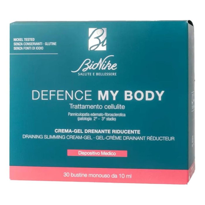 Bionike Defence My Body - Crema-Gel Drenante Riducente Trattamento Cellulite Dispositivo Medico, 30 Bustine