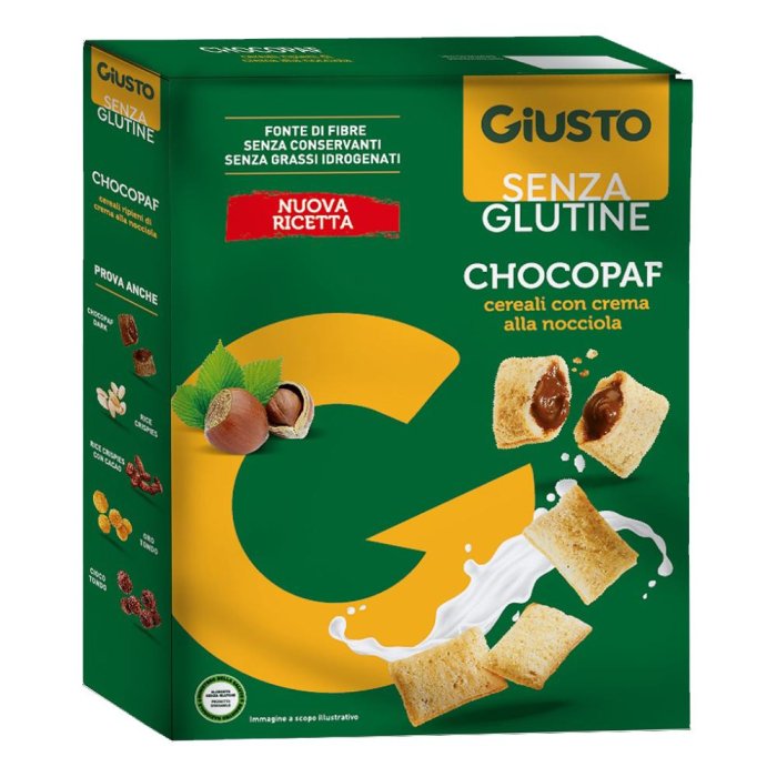 Giusto senza glutine Chocopaf 250 g - biscotti cereali al cioccolato
