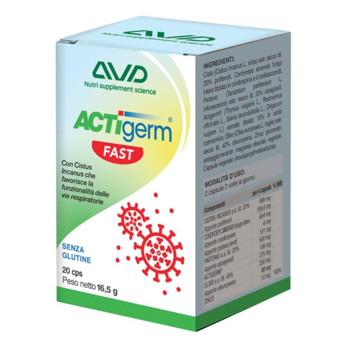 Actigerm Fast Integratore Alimentare 20 Capsule per Equilibrio della Flora Intestinale e Benessere Gastrointestinale
