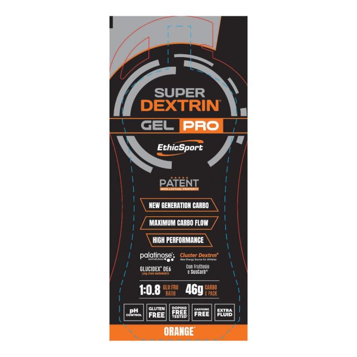 EthicSport Super Dextrin Gel Pro Integratore Energetico Professionale con Carboidrati Gusto Orange 60 ml