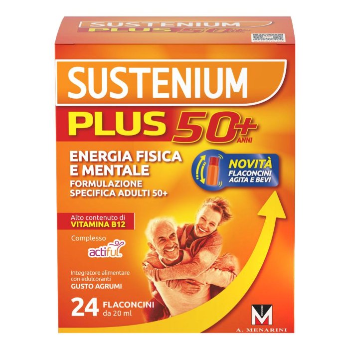 Sustenium Plus 50+ Integratore Energizzante per Adulti 50+ con Actiful Vitamine e Minerali 24 Flaconcini